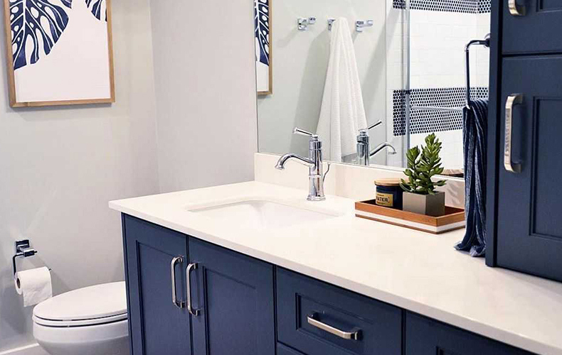 Navy blue bathroom colours