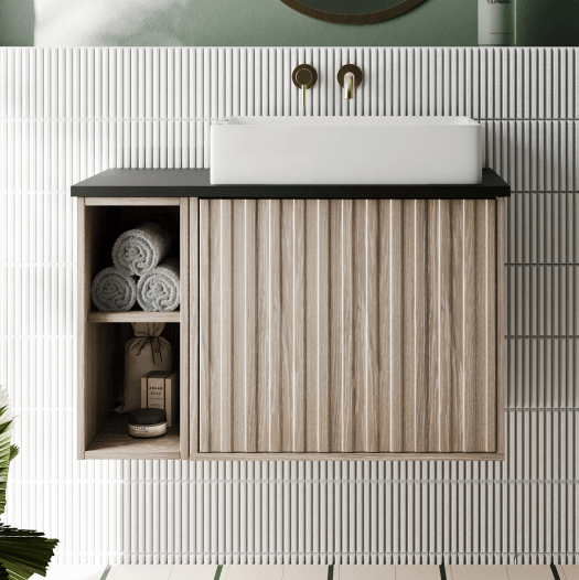 Billy 800mm Wall Hung Vanity Unit with Fluted Drawer Front & Countertop