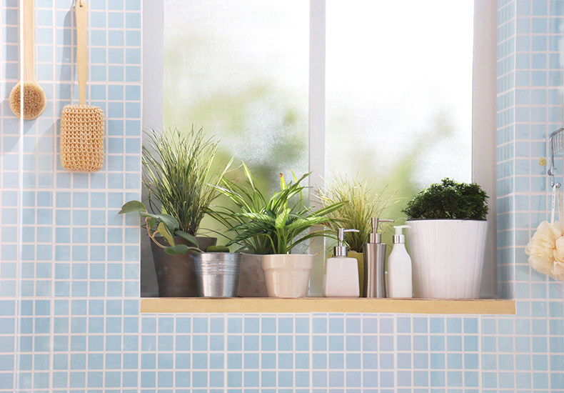 Blue mosaic bathroom tiles